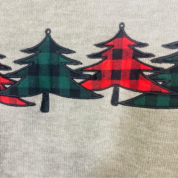 Y2K Ugly Christmas Tree Sweater Wm Lg Wool Comfycozy Pullover Cable Knit Sleeves - Picture 3 of 8